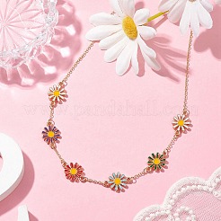 Alloy Enamel Flower Links Chain Necklaces for Women&nbsp;NJEW-JN04742