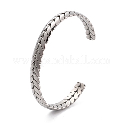 Non-Tarnish Unique Woven Wheat Cuff Bangle for Jewelry Gift&nbsp;STAS-B022-06P