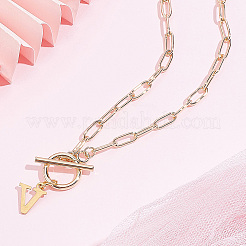 304 Stainless Steel Letter Pendant Necklaces&nbsp;NJEW-LP0001-52V-G