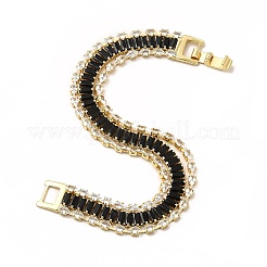Cubic Zirconia Rectangle Link Chains Triple Layer Multi-strand Bracelet&nbsp;BJEW-G668-01G