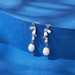 Natural Pearl Ear Studs&nbsp;EJEW-P286-05P