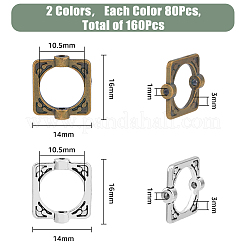 160Pcs 2 Colors Tibetan Style Alloy Bead Frames&nbsp;TIBEB-HY0001-06