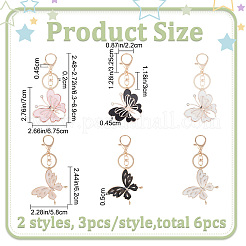 6Pcs 2 Style Butterfly Alloy Enamel Charm Keychains&nbsp;KEYC-PH01513