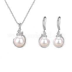 Plastic Imitation Pearl Pendant Necklace & Dangle Earring Sets&nbsp;WG4C35F-01