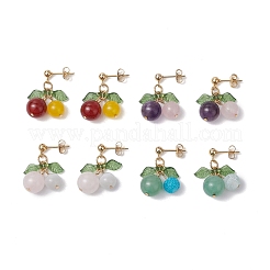 Cherry Natural Mixed Stone Dangle Stud Earrings&nbsp;EJEW-TA00627