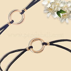 Alloy Ring Link Black Faux Suede Choker Necklaces&nbsp;NJEW-WH20002-11E