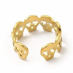 Ion Plating(IP) 304 Stainless Steel Skull Open Cuff Ring for Women&nbsp;RJEW-B027-31G