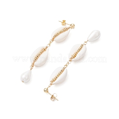 Shell Pearl Tassel Stud Earrings&nbsp;EJEW-TA00645