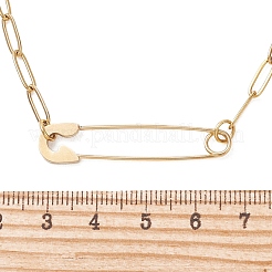 201 Stainless Steel Safety Pin Pendant 304 Stainless Steel Paperclip Chain Necklaces for Women&nbsp;NJEW-JN06283-01