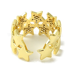 Brass Micro Pave Cubic Zirconia Open Cuff Rings&nbsp;RJEW-K256-25G