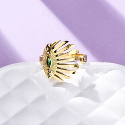 304 Stainless Steel with Rhinestone Open Rings&nbsp;RJEW-Q020-02G