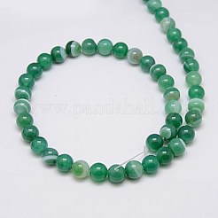 Round Dyed Natural Striped Agate/Banded Agate Beads Strands&nbsp;G-G582-8mm-02