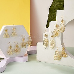 Eco-Friendly Flower Iron Pendants Dangle Earrings&nbsp;EJEW-PH01401-05