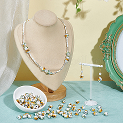 120Pcs Floral Printed Porcelain Beads&nbsp;PORC-UN0001-04