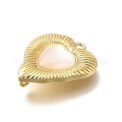 Brass Pave Natural White Shell Pendants&nbsp;KK-U061-13G