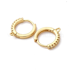 Brass Clear Cubic Zirconia Hoop Earring Findings&nbsp;KK-L242-27G