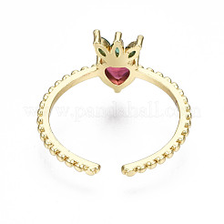 Brass Micro Pave Cubic Zirconia Cuff Rings&nbsp;RJEW-Q161-004-NF