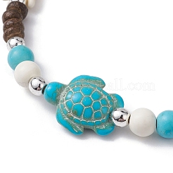 Starfish & Tortoise Synthetic Turquoise Braided Bead Anklets&nbsp;AJEW-AN00564-02