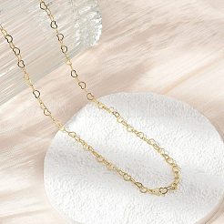Brass Heart Link Chain Necklaces&nbsp;NJEW-A042-10G