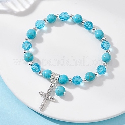 2Pcs Cross Alloy Rhinestone Charm Bracelets&nbsp;BJEW-JB12882