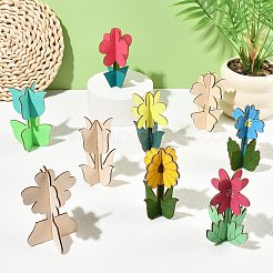 36Bags 9 Styles Unfinished Wooden Flower for Painting Arts&nbsp;WOOD-CJ0002-76