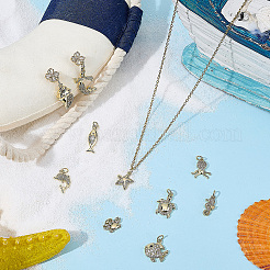 10Pcs 10 Styles Brass Micro Pave Clear Cubic Zirconia Pendants&nbsp;ZIRC-SC0001-42