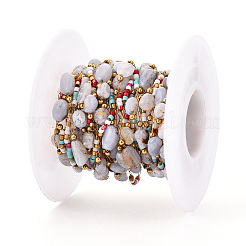 Handmade Seed Beads Nuggets Link Chains&nbsp;CHS-T006-34G
