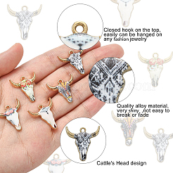 50Pcs 5 Colors Alloy Enamel Printed Pendants&nbsp;ENAM-CJ0003-88