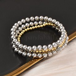 Brass Micro Pave Cubic Zirconia Round Beaded Multi-Strand Bracelets for Women&nbsp;BJEW-B148-02B-PG