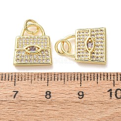 Brass Micro Pave Clear Cubic Zirconia Charms&nbsp;CU-E003-07G