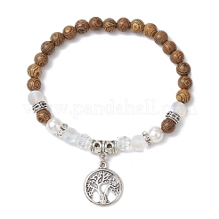 4Pcs Wood Round Bead Charm Bracelets for Women&nbsp;BJEW-JB11645