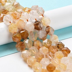 Natural Yellow Hematoid Quartz/Golden Healer Quartz Beads Strands&nbsp;G-G030-A01-02