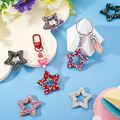 7Pcs 7 Styles Star Shape Polymer Clay Rhinestone Beads&nbsp;CLAY-BT0001-12