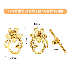 40Pcs 2 Colors Tibetan Style Alloy Flower Toggle Clasps&nbsp;FIND-DC0004-34
