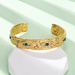 304 Stainless Steel Rhinestone Cuff Bangles for Women&nbsp;BJEW-R026-01G