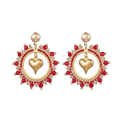Iron Heart Dangle Stud Earrings&nbsp;EJEW-MZ00405-01