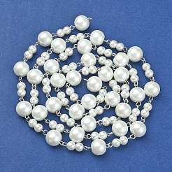 Handmade Round Glass Pearl Beads Chains for Necklaces Bracelets Making&nbsp;AJEW-JB00055-01