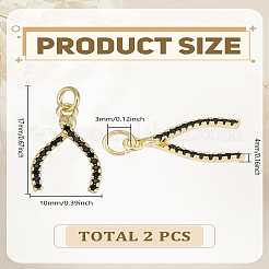 2Pcs Brass Micro Pave Grade AAA Cubic Zirconia Pendants&nbsp;ZIRC-LP0001-20