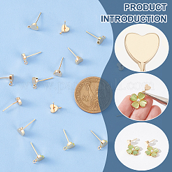 8 Pairs Brass Heart Stud Earring Findings&nbsp;KK-BC0011-79