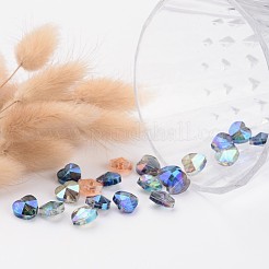 Electroplate Faceted Glass Heart Beads&nbsp;EGLA-R091-M