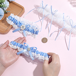 2Pcs Polyester Bride Bowknot Garter Leg Ring for Women&nbsp;AJEW-ME0003-25