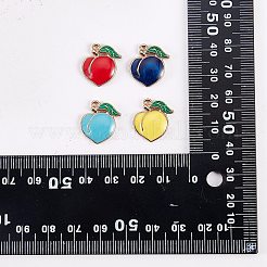 30Pcs 5 Colors Rack Plating Alloy Enamel Pendants&nbsp;ENAM-SZ0005-84