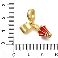 Brass Enamel Badminton European Dangle Charms&nbsp;KK-C087-11G-02