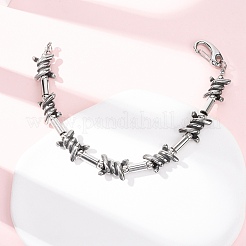 Punk 304 Stainless Steel Barbed Wire Link Chain Bracelets for Women Men&nbsp;BJEW-C148-02AS