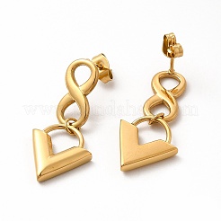 Ion Plating(IP) 304 Stainless Steel Infinity with Triangle Dangle Stud Earrings for Women&nbsp;LS-EJEW-E278-04G