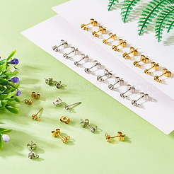 32Pcs 8 Styles 304 Stainless Steel Stud Earring Findings&nbsp;STAS-TA0002-96