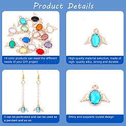 28Pcs 14 Colors Faceted Glass Pendants&nbsp;GLAA-PH0001-21