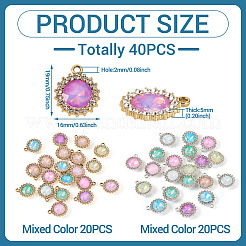 40Pcs 2 Colors UV Plating Alloy with Mixed Color Glass Rhinestone Pendants&nbsp;FIND-PJ0001-40