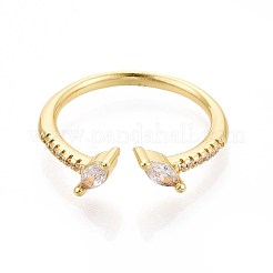 Brass Micro Pave Cubic Zirconia Cuff Rings for Women&nbsp;KK-T071-74G