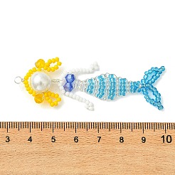 Copper Wire Wrapperd Glass Seed Beads Big Pendants&nbsp;PALLOY-MZ01442-03